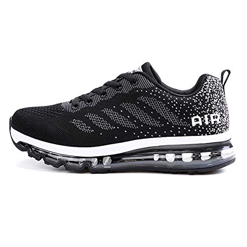 Sumateng Zapatillas de Deportes Hombre Mujer Zapatos Deportivos Aire Libre para Correr Calzado Sneakers Gimnasio Casual Black White 39 EU