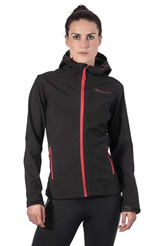 SUNDRIED de Mujeres Softshell técnico Ocasional de la Chaqueta Abrigo de Invierno a Prueba de Viento - con Capucha Caliente con Estilo - Mejor para el Invierno (Medium, Negro)