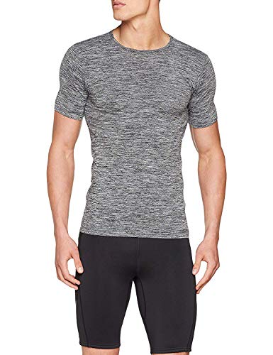 SUNDRIED Mens Ajuste del músculo Compresión Camiseta sin Fisuras Atlético Gimnasio Ropa (Gris, XXL)