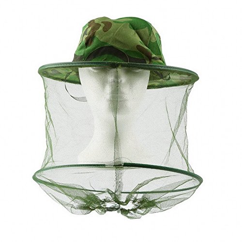 SUNREEK 2 Pack Camuflaje Apicultor Apicultor Anti-Mosquito Insecto de Abeja Insecto Mosca Máscara Cap Sombrero con Cabezal de Malla de Red Protección Facial Equipo de Pesca al Aire Libre