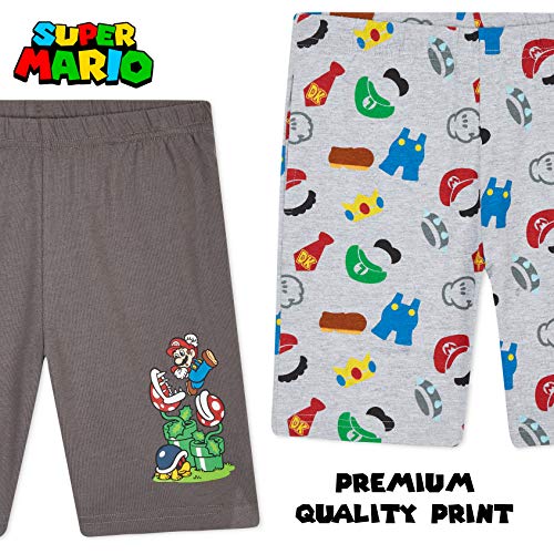 Super Mario Pantalones Cortos, Pantalon Corto Niño con Mario Bros Deporte Colegio, Merchandising Oficial Regalos para Niños y Adolescentes 4-14 Años (Gris, 7-8 Años) (9-10 Años)