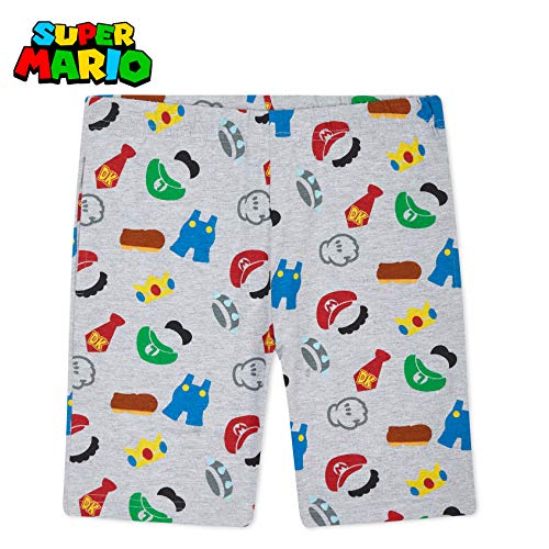 Super Mario Pantalones Cortos, Pantalon Corto Niño con Mario Bros Deporte Colegio, Merchandising Oficial Regalos para Niños y Adolescentes 4-14 Años (Gris, 7-8 Años) (9-10 Años)