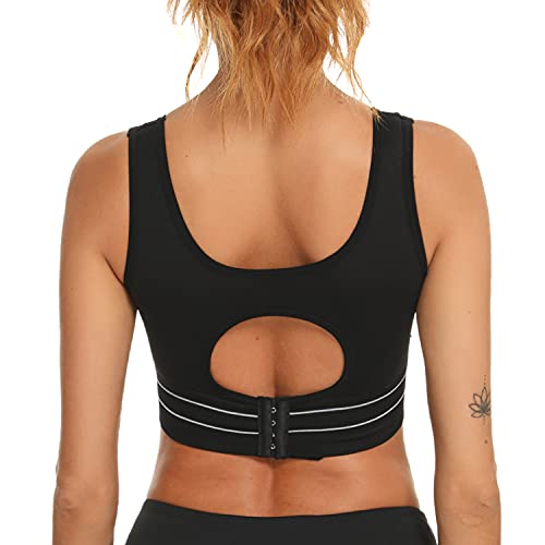 Sykooria Sujetador Deportivo para Mujer, Sujetador Deportivo Confort de Alto Impacto sin Costuras con Espalda Hueca y Almohadillas Extraíbles, para Yoga/Fitness/Trotar/Gimnasio/Trabajo Diaria