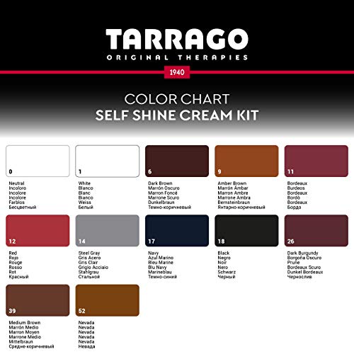 Tarrago Self Shine Cream Kit 50ml | Crema Cera Autobrillante | Apto para Cuero y Cuero Sintético | Tinte Acabado Brillante Para Teñir Zapatos y Accesorios | Cuidado del Calzado | Color Rojo