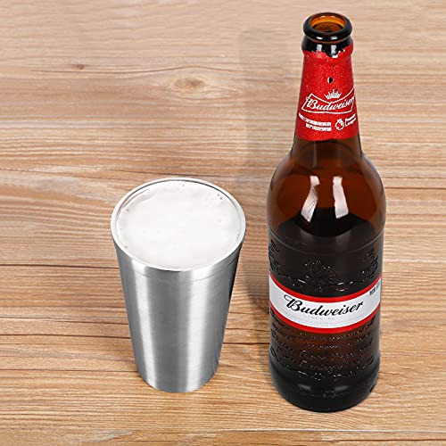 Tazas con aislamiento de doble pared de acero inoxidable (juego de 2) apilables, taza de café/té/vasos de cerveza escalofriantes, para viajes, al aire libre, camping y todos los días, 16 oz (480 ml)