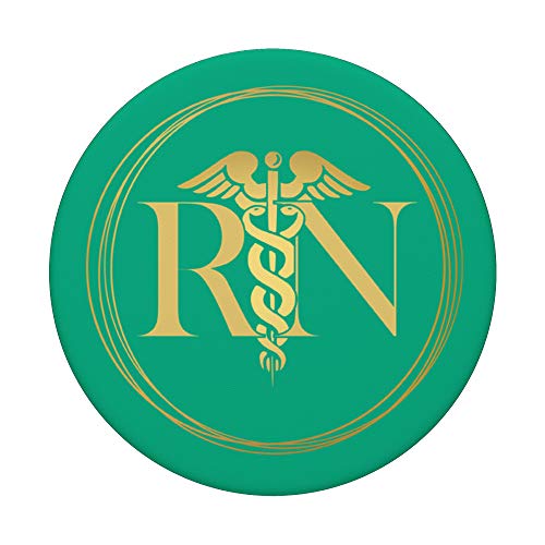 Teal "RN" Caduceus - Soporte para enfermeras registradas PopSockets PopGrip Intercambiable