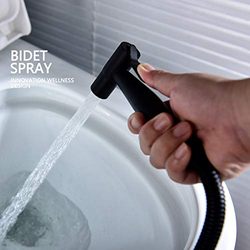 tecmolog kit bidé WC Acero inoxidable ducha de mano para Lavabo, Negro y ducha Portátil con pulsador de ducha, Tubo y S upporto, ws024cf