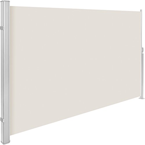 TecTake Toldo Lateral de Aluminio Separador retráctil terraza protección De Vivienda y de Base Postes Completo de Aluminio Varias tamaños - (Beige | 160x300cm | no. 401526)