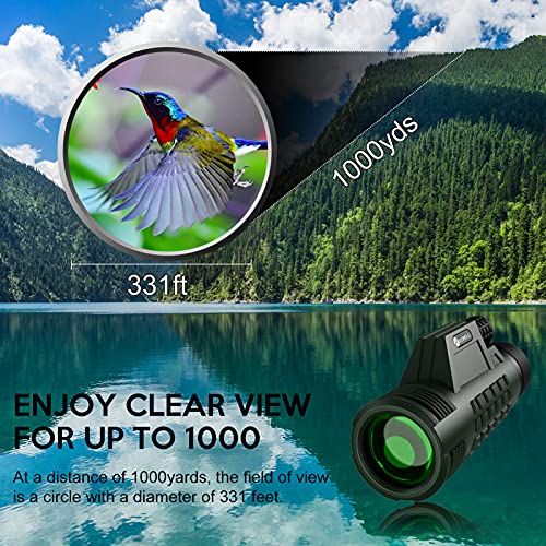 Telescopio Monocular,slopehill 12x42 HD monoculares de Largo Alcance Impermeable y Antivaho Monoculo Telescopio portatil con Soporte y Clip para Observación de Aves Caza Conciertos Viaje