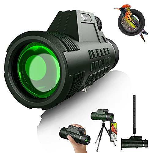 Telescopio Monocular,slopehill 12x42 HD monoculares de Largo Alcance Impermeable y Antivaho Monoculo Telescopio portatil con Soporte y Clip para Observación de Aves Caza Conciertos Viaje