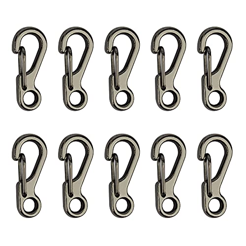 Temlum Mini SF mosquetón de Aluminio Pulgadas Clip mosquetones pequeños Conjunto Spring Snap Llavero Gancho para Acampar yendo de excursión llaveros al Aire Libre (10pcs) (Gris)