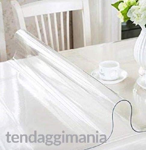 TENDAGGIMANIA ® PVC transparente plastificado cristal 100 % impermeable, varios usos, altura del rollo 140 cm, venta por medio metro lineal (grosor 0,80 mm)