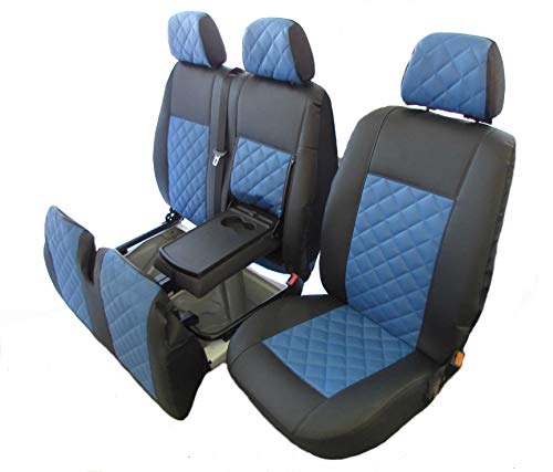 Texmar Designet - Fundas de asiento para Peugeot Boxer, Citroën Jumper y Relé, Fiat Ducato 2006-2018 LHD de piel ecológica 2 + 1 (1 individual 1 doble)