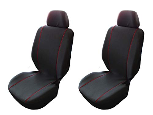 Texmar - Fundas para Asiento Frontal de Coche, para Volkswagen Golf 3, 4, 5, 6,7, Polo, Jeta, Passat, Touran, T-Rock, Caddy, Ribetes Rojos