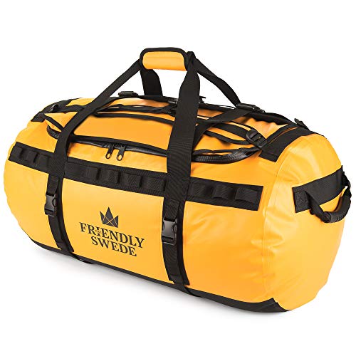 The Friendly Swede Duffel Bolsa de Viaje y Deporte Convertible en Mochila - Duffle Bag (Capacidad: 30l/ 60l/ 90l) (90L Amarillo)