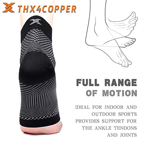 Thx4COPPER 1 par de calcetines de compresión, fascitis plantar, tobillera tobillera para dolor de tobillo, torceduras, tendinitis de Aquiles, espolón calcáneo, vendaje para el pie unisex