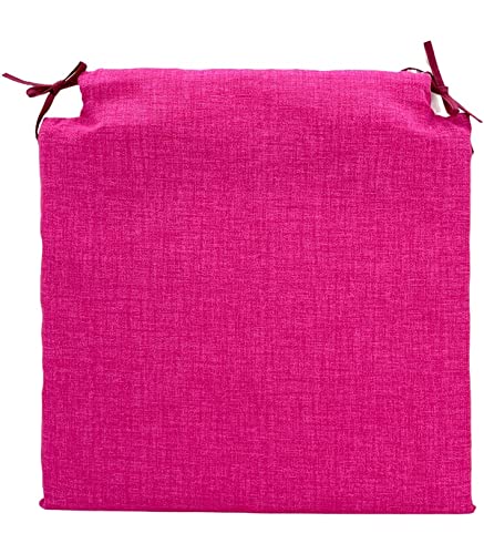 Tienda Eurasia - Asiento cojin de Silla con Ribete. Set de 2 Unidades. Loneta rellena de Espuma 40x40cm sillas de Interior o Exterior. 16 Colores Vivos (Fucsia)