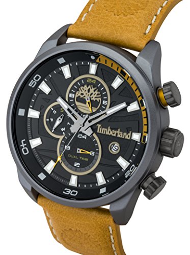 Timberland  14816JLU/02 – Reloj de Cuarzo para Hombre con Esfera analógica Negra y Correa de Piel Amarilla