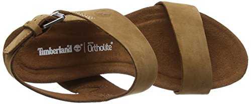 Timberland Capri Sunset Wedge, Sandalia con Pulsera Mujer, Marrón Rust Nubuck, 39.5 EU