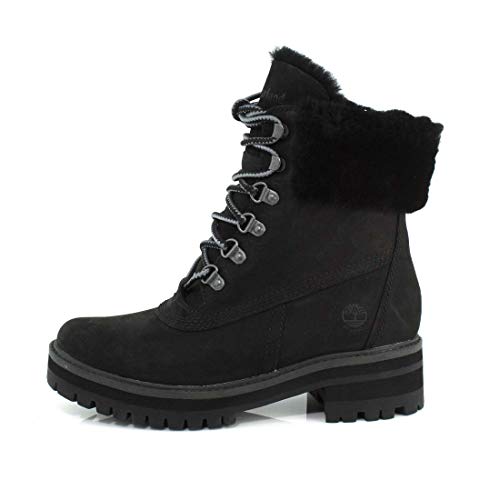 Timberland Women's Courmayeur Valley WP 6in with Shearling, Black Nubuck, 6.5 M US