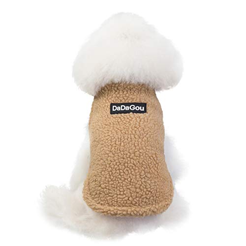 Tineer Pet Doggy Winter Lamb Cachemira Abrigo Warm Outdoor Fleece Dog Fleece Forro Pullover Coat Chaqueta Outwear Chaleco para Perros pequeños y medianos (L, Khaki)