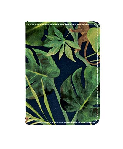 TIZORAX - Funda para pasaporte de piel con diseño de mono, escalada tropical, diseño de monos