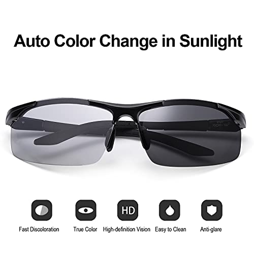 TJUTR Gafas de sol polarizadas fotocromáticas para hombres, seguridad durante la conducción, protección UV, antirreflejos, reduce la fatiga ocular