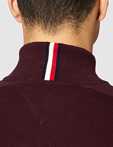 Tommy Hilfiger Pima Cotton Cashmere Zip Through Suter crdigan, Deep Burgundy, S para Hombre