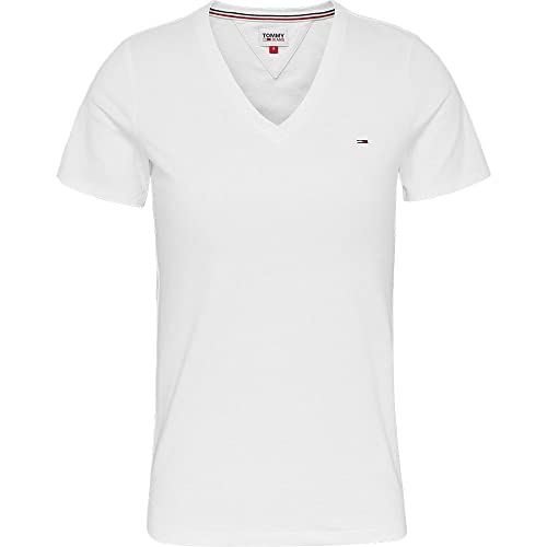 Tommy Hilfiger Tjw Skinny Stretch V Neck Camiseta, Blanco (White), M para Mujer