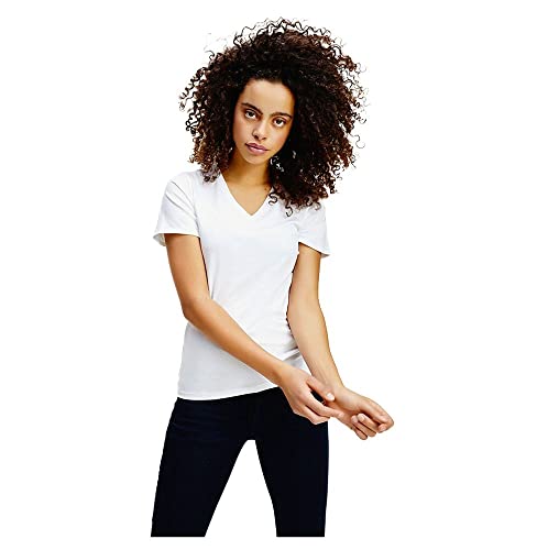 Tommy Hilfiger Tjw Skinny Stretch V Neck Camiseta, Blanco (White), M para Mujer