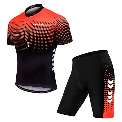 TOMSH00 Conjunto de Maillot de Ciclismo con Almohadilla de Asiento 3D, Ropa de Ciclismo de Manga Corta Elástica, Transpirable y de Secado Rápido Hombres Mujeres para Ciclismo MTB, Jogging, Senderismo