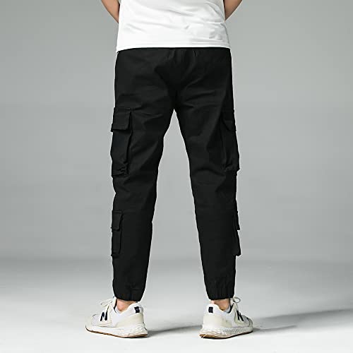 Tony Backer Pantalones Cargo para Hombre de algodón, Pantalones para Hombre, Pantalones de Hombre, Pantalones de Hombre, Bolsillos Laterales, Pantalones Informales Negro-g6555, L