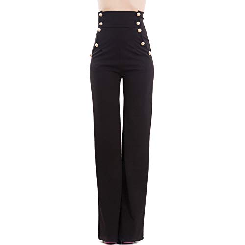 Toocool Pantalón mujer campana cintura alta cepa elefante elástico Hot Nuevos AS-531, Negro , XXL