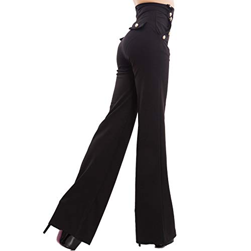 Toocool Pantalón mujer campana cintura alta cepa elefante elástico Hot Nuevos AS-531, Negro , XXL