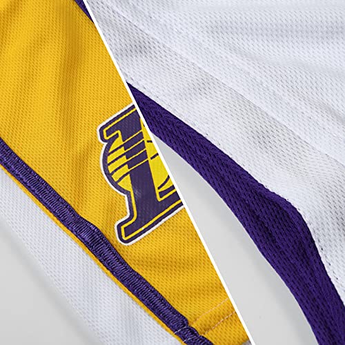 Traje de camiseta de baloncesto deportivo, uniformes de baloncesto Lakers, camiseta y pantalones cortos de entrenamiento, James # 23, malla bordada transpirable, camisetas clásicas unisex,White-S