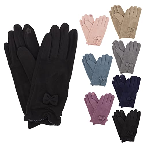 Trendcool Guantes Mujer Invierno. Talla única. Guantes Tactiles para movil. Finos y Elegantes. Guantes Calientes para el Frio, Abrigados. Aptos para Trabajo, Conducir, Vestir. (Negro)