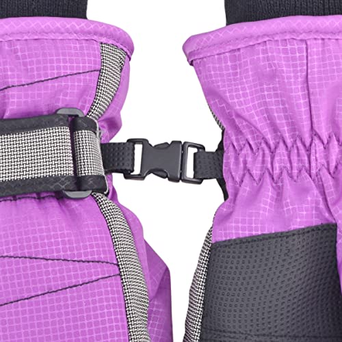 TRIWONDER Guantes de Invierno Niño Cálido Impermeable Anti-Viento Nieve Guantes para Esquí Ciclismo al Aire Libre (A - Violeta, M (8-10 años))