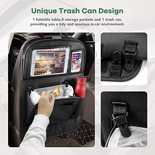 Tsumbay Organizador para Coche, Kick Mats de Coche, Protector Asiento Coche con Soporte para Tableta Plegable, Universal Multi-Bolsillo Protector Trasero del Asiento de Coche para Niños Negro