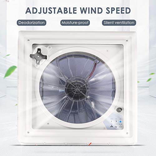 TTLIFE Ventilador De Ventilación RV, 12V caravanas de Techo Ventilador con 3 velocidades de admisión de manivela eléctrico y Tapa de Humo Incluye Tornillos y guarnición(Tamaño De Apertura:40 * 40cm)