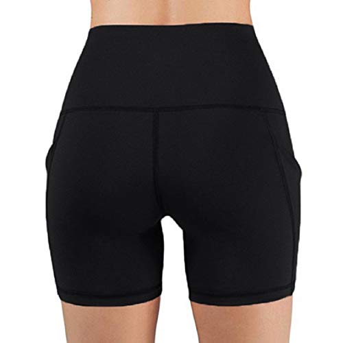 Tuopuda Cortas Leggins Mujer Pantalones Deportivas Cintura Alta Pantalones con Bolsillo del teléfono para Running Training Fitness Yoga y Pilates (Negro,M)