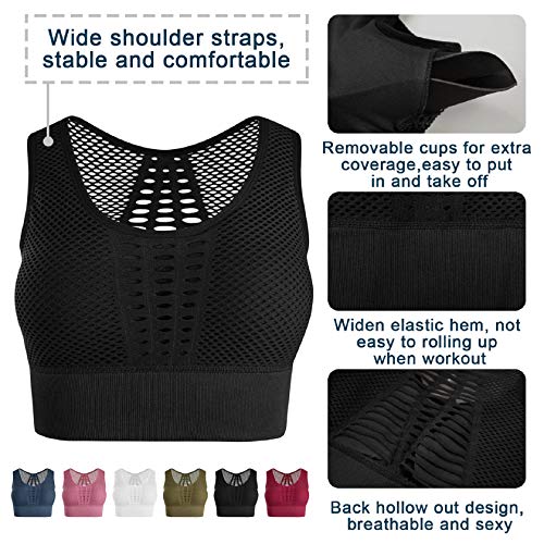 Tuopuda Sujetador Deportivo Tops de Yoga Bra Deportivo Alto Impacto Cómodo Sujetador Yoga Mujer sin Costuras Sujetador Deportivo Mujer con Almohadillas Extraíbles Crop Top para Gimnasio Bailar