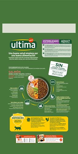 ultima Pienso para Gatos Esterilizados con Salmon - 3 x 3kg: Total 9kg