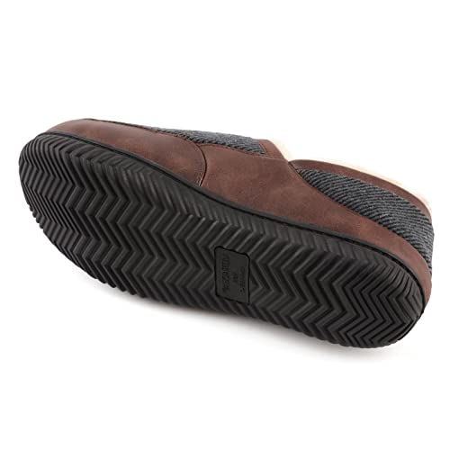 ULTRAIDEAS Pantuflas de espuma de memoria para hombres con forro polar acogedor, pantuflas de casa cerradas con suela de goma antideslizante, Gris, 45 EU