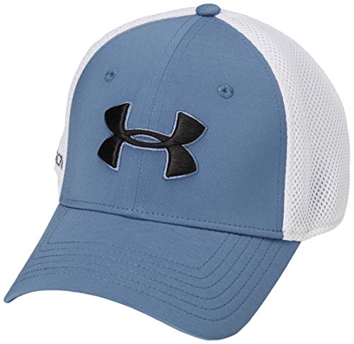 Under Armour Gorra de Golf Microthread para Hombre, Color Azul Mineral, Negro, M-L