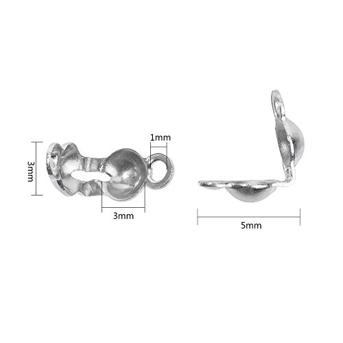 UNICRAFTALE 200 Pieza Extremos de Cable de Acero Inoxidable Puntas de Abalorio de Engarzado de Concha Abierta Cubiertas de Nudos Tapas de Extremo Hallazgos de Joyería para Hacer Pulseras Collares