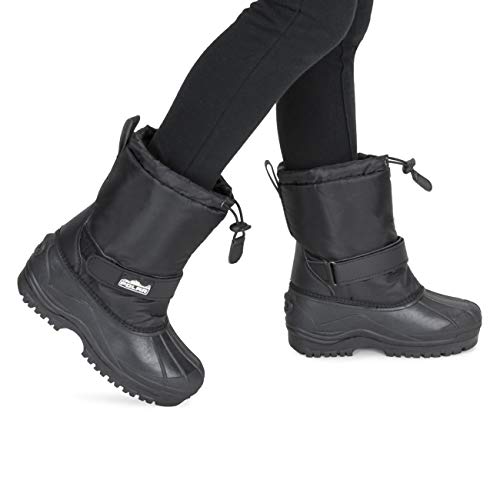 Unisexo Niños Ponerse Cordón Cierre Nylon Nieve Lluvia Botas De Piel - BLK37 - AYC0154