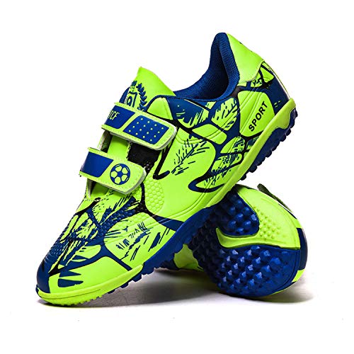 Unitysow Botas de Fútbol Niños Aire libre deporte Cesped Artificial Zapatillas de Futbol Adolescentes Training Zapatos de Fútbo,Verde,34 EU