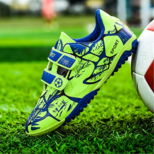 Unitysow Botas de Fútbol Niños Aire libre deporte Cesped Artificial Zapatillas de Futbol Adolescentes Training Zapatos de Fútbo,Verde,34 EU