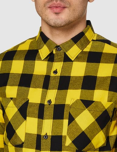 Urban Classics Checked Flanell Shirt Camisa, Multicolor (Blk/Honey), L para Hombre