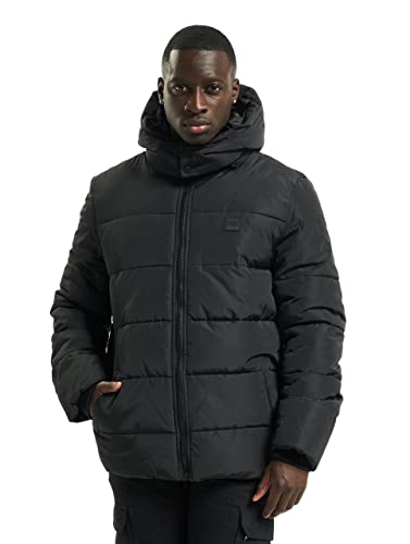 Urban Classics Hooded Puffer Jacket With Quilted Interior, Chaquetón De Invierno Con Cremallera Y Puños Elásticos, Abrigo En Color Black, Talla M, para Hombre, black, 5XL